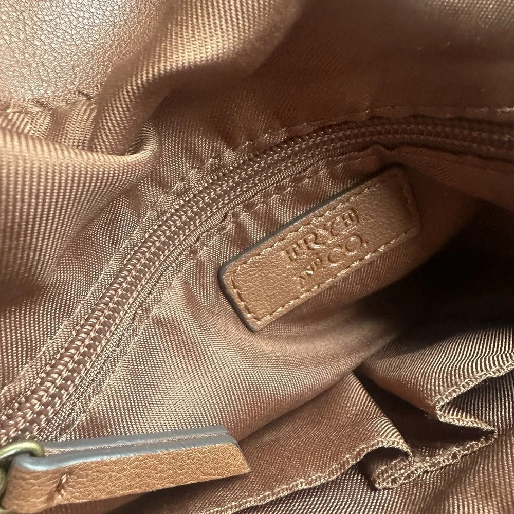 Frye and Co Backpack 12x13 Inch Vegan Faux Brown Leather Boho Hippie‎ Travel Zip